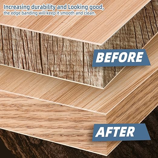Red Oak Edge Banding, 13/16 inch x 25ft roll of Veneer Edge Banding, Pre-glued Flexible Real Wood Tape Banding for Cabinet Repair Furniture Restoration