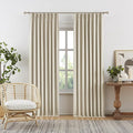 DUALIFE Natural Blackout Pinch Pleated Curtains for Bedroom 95 Inch Length, Linen Blended Farmhouse 100% Blackout Thermal Insulated Back Tab Drapes with Hooks for Track System 2 Panels-W50xL95