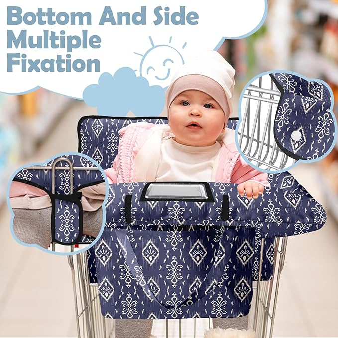 Shopping Cart Cover for Baby Girl Boy 2-in-1 High Chair Water Resistant High Chair Cover w/Phone Pouch Pocket Gender Neutral Cart Cover for Zebra Texture Babies Padded Grocery Cart Cover for Baby