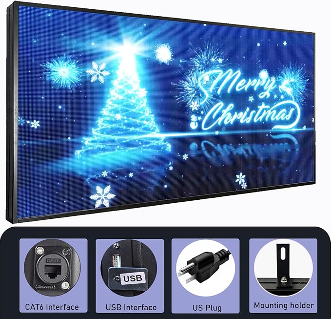 P5 Outdoor LED Sign 65"x34" Programmable Digital Board -High-Res Scrolling Display, USB and WiFi Control, Custom Images & Video for Business