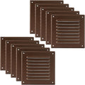 Vent Systems - 5 x 5 Inch (Inner) Pack of 10 Brown Metal Square Soffit Air Vent Grille Cover, Register Vent Deflector Louver Built-in Mesh HVAC for Bathroom Home Office Kitchen 6.5" x 6.5" (Outer)