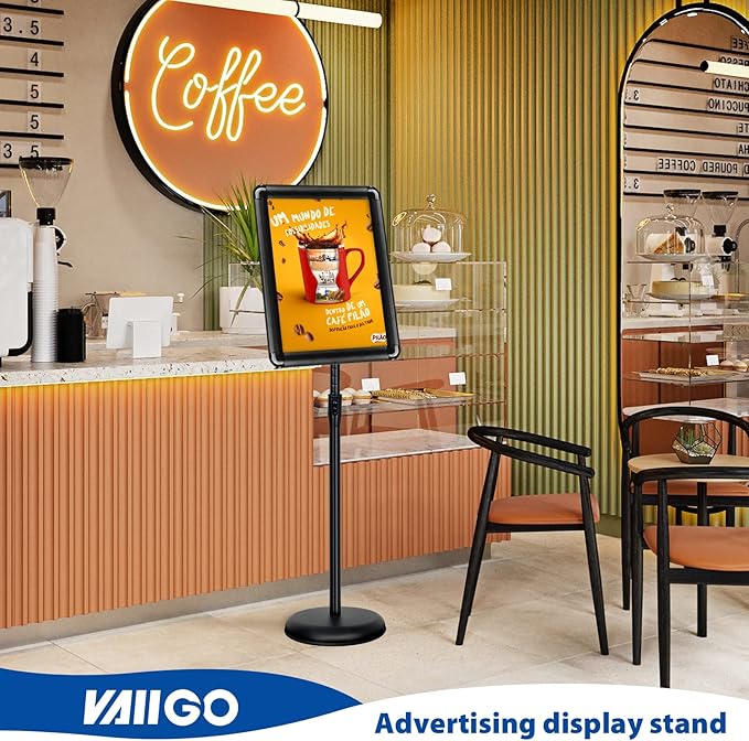 6-Packs Sign Holder Stand for Display 11x17 Inch - Adjustable Floor Standing Sign Holder - Pedestal Poster Stand with Vertical & Horizontal View, Indoor/Outdoor Business & Store Signage(Black)
