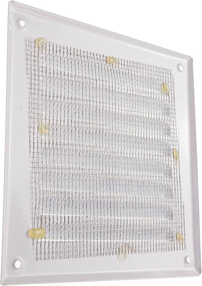 Vent Systems - 5 x 5 Inch (Inner) Pack of 2 White Metal Square Soffit Air Vent Grille Cover, Register Vent Deflector Louver Built-in Mesh HVAC for Bathroom Home Office Kitchen 6.5" x 6.5" (Outer)