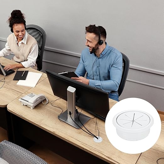 uxcell 4 Pcs Desk Grommet, 1.97 inch 50mm Desk Cable Hole Cover Wire Hole Insert for Home Office Table Cabinet Cord Organizer, White