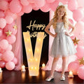 3FT/36 Inch Marquee Light up letters with Warm Lights,White Marquee letter A-Z for Birthday Party Large Mosaic Frame Letter Cardboard Pre-Cut Foam Board Sign Diy Decorations Anniversary (V)