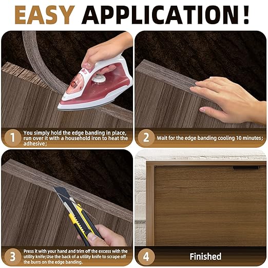 GSCIT Club Walnut Edge Banding, 3/4 inch x 25ft roll of Veneer Edge Banding -Pre-glued Flexible, Real Wood Tape Banding for Cabinet Repair Furniture Restoration