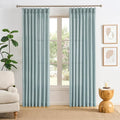 Light Blue Linen Pinch Pleat Curtains 100 Inches Long 50 Wide Per Panel Pleated Semi Sheer Textured Drapes Hooks Back Tab Coastal Modern Light Filtering Curtain 2 Panels Set