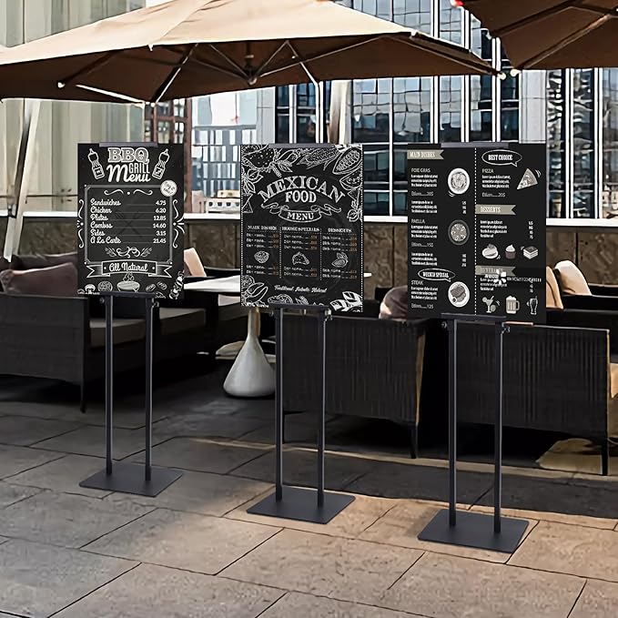 Poster Stand Heavy Duty - 2 Pack Pedestal Poster Stands for Display, Adjustable Height up to 80 Inch, Double Sided Black Floor Standing Sign Holder for Foam Board Signage