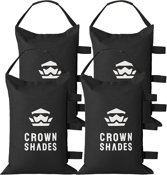 CROWN SHADES Sand Bags for Canopy Legs (150 LBS) Sandbags for Weight, Canopy Weights, Pop Up Tent Weights Bags, Black (Unfilled)