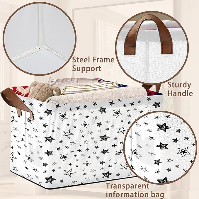 Graffiti Star Storage Basket Large 17x11.5x10.5 Inches - Urban Collapsible Fabric Organizer Bin with Handles for Bedroom,Closet,Toys - Foldable Decorative Hamper with Street Art Design - Single Pack