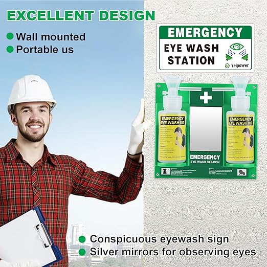 Portable Eyewash Station Kit OSHA-Approved - Yeipower Emergency Eye Wash Flush Bottles Wall Mounted 16oz No Solution