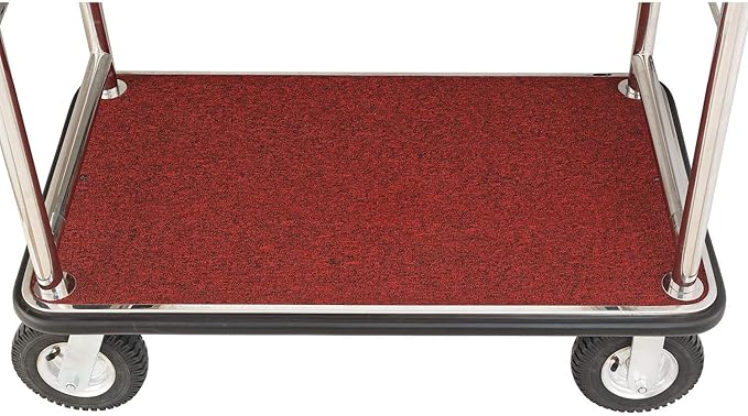 Global Industrial Silver Stainless Steel Bellman Cart Curved Uprights 8" Pneumatic Casters, 41-1/4"L x 24" W x 75" H, Hotel Luggage Cart for Commercial Use, Condos, Resorts