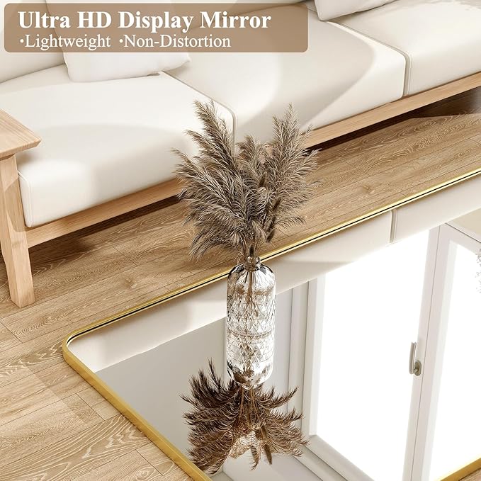 HARRITPURE 71"x32" Large Full Length Mirror - Rectangular Gold Aluminum Frame Floor Mirror with Stand for Bedroom, Living Room, Cloakroom, Full Body Reflection