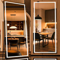 Full Length Mirror with Lights, 71" x 32" LED Lighted Floor Standing Body Mirror, Dimmable & 3 Color Lighting for Bedroom, Cloakroom, Dressing Room, Tempered Glass, Square Black