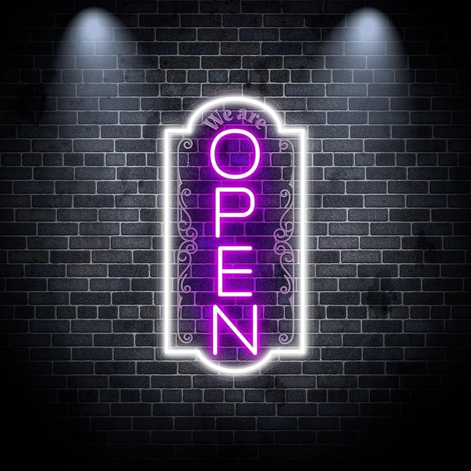 Vertical open sign Vertical Open Led Sign Neon Sign business window light vertical open signs for business (Mix color 9 LARGE SIZE 30x16")