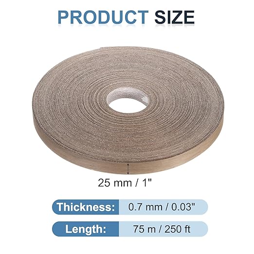 PATIKIL Walnut Edge Banding, 1 Inch x 250 ft Wood Veneer Tape Pre-glued Flexible Plywood Edge Banding with Hot Melt Adhesive for Furniture Restoration