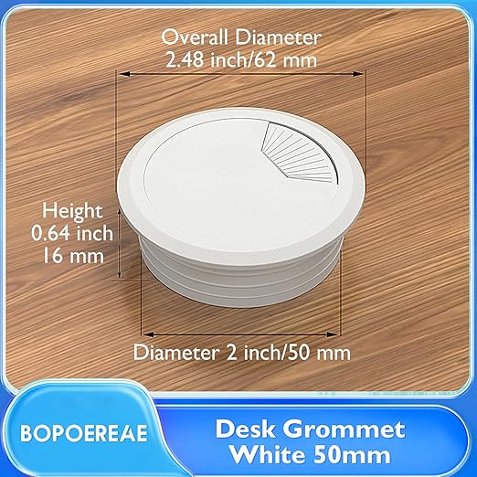 Desk Grommet 2" (50 mm), Desk Cord Hole Cover, Cable Grommet ABS Plastic, Desk Hole Grommet for Office and Home Table Cable, Detachable Adjustable Cable Cord Organizer (White 4 Pcs)