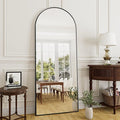 64"x21"Floor Mirror Arched Full Length Mirros, Mirror Floor Length Standing Hanging or Leaning & Large Full Body & Wall Mirror for Bedroom, Living Room, Aluminum Frame, Black