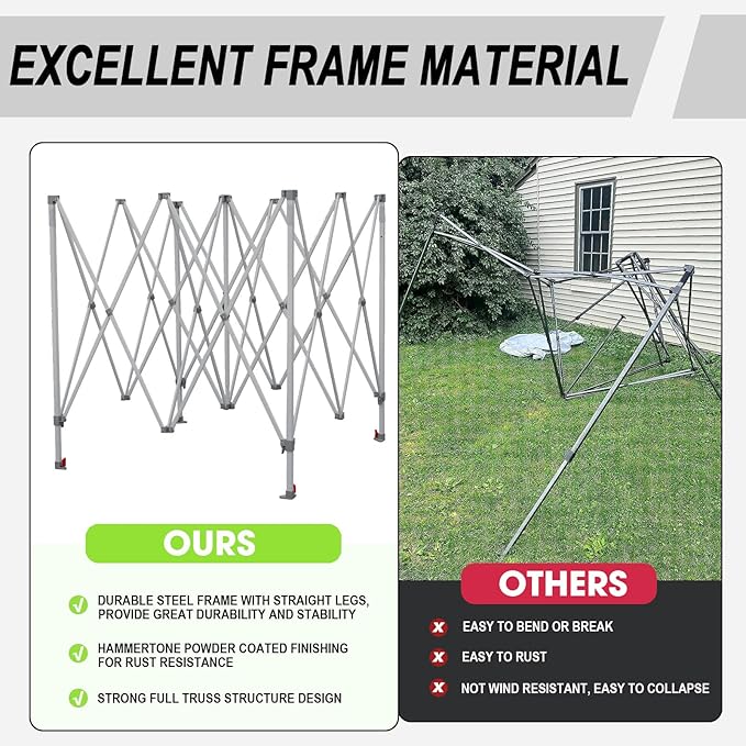 Eurmax USA Standard 10x10ft Patio Pop Up Canopy Tent for Outdoor Events Commercial Instant Canopies with Heavy Duty Roller Bag,Bonus 4 Canopy Sand Bags (Stripe Red)