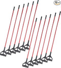 Matthew Cleaning Commercial Quick-Change Iron Mop Handle for Floor Cleaning Heavy Duty Mop Head Replacement Holder 60inch w/Plastic Gripper for Rags Side Gate Wet Mop Handles 12 Packs