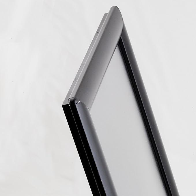 M&T Displays Opti Snap Poster Frame 8.5x11 Inch Black 1" Aluminum Profile Front Loading Wall Mounting Photo Picture Document Certificate Sign Holder Mitered Corner Anti Glare Cover (4 pack)