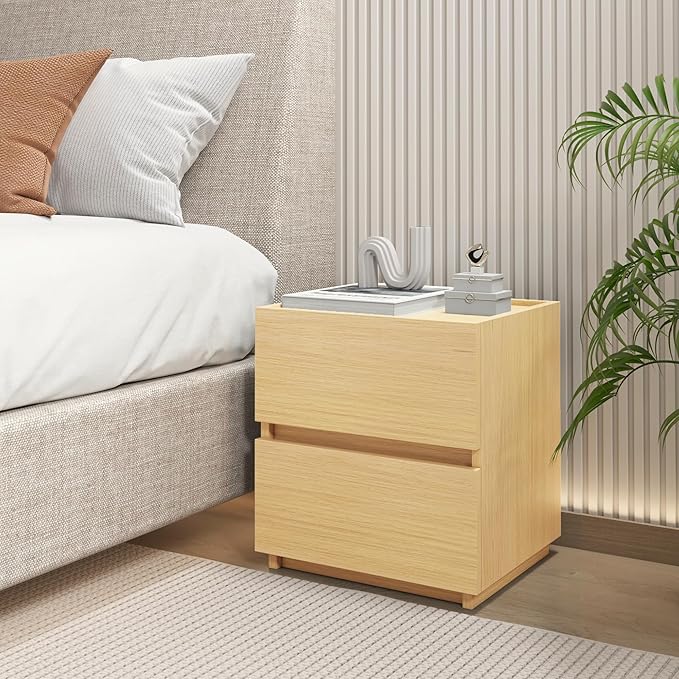 furtble Stackable 2-Drawer Dresser, Multi-Purpose Storage Closet Cube for Bedroom, Storage Cabinet for Entryway, Nightstand Sofa Beside Table Drawer Chest, 15.8 in, Oak