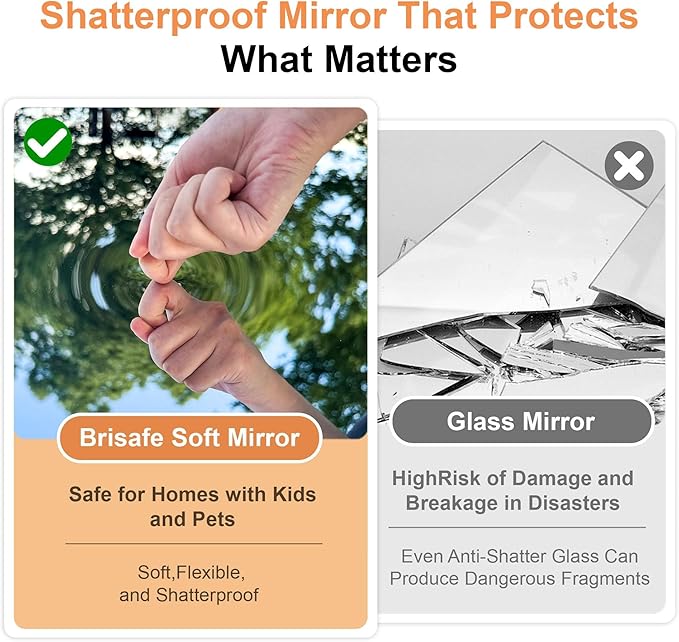 brisafe 67"x24" Ultra-Light Mobile Floor Mirror with 360° Wheels, 0.04mm Shatterproof Nano Film for Home Gym/Yoga/Dance Studio & Commercial Use | 60% Insurance Savings | Silver
