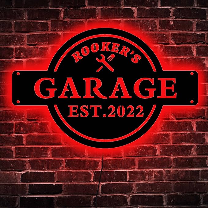 Custom Neon Garage Sign - Personalized Light Up LED Name Sign
