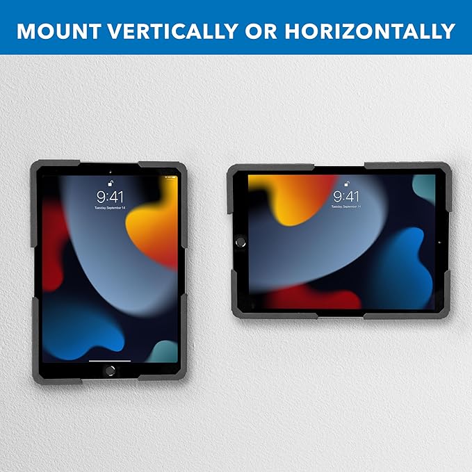 Mount-It! Universal Tablet Wall Mount, Anti-Theft iPad Mount, Enclosure Fits Tablets from 9.7" to 13" Screen Size, Flush Wall Mounting Kiosk, Durable Steel Design, Black