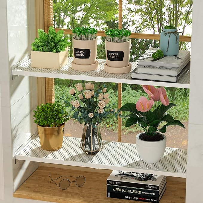Closet Shelf Divider Expandable Cabinet Tension Shelving Rack Heavy Duty Metal DIY Shelf Separator for Cabinet Wardrobe Cupboard Pantry Kitchen Bedroom,White