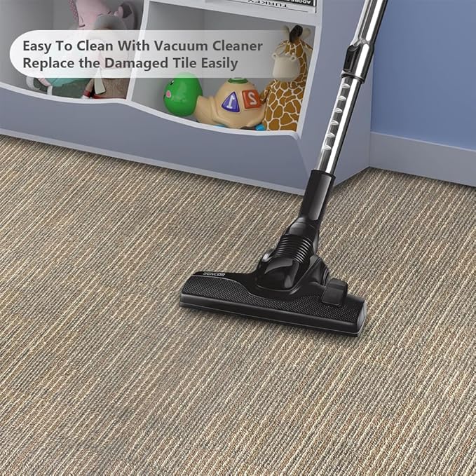 Carpet Tiles 24"x 24" Squares Carpet Reusable,18 Tiles, Non Slip Easy DIY Installation Seamless Floor Tiles Rug for Bedroom Living Room Office etc