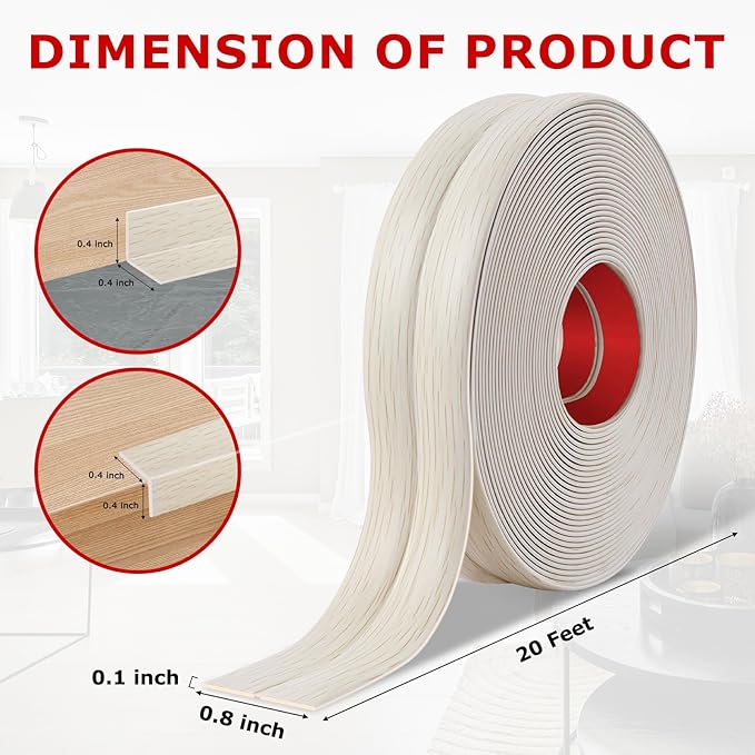 Flexible Wall Corner Protector Moulding Trim Peel and Stick Wall Corner Guards Edge Protector Self Adhesive Molding Trim Strip for Edge Ceiling (Beige Wood Grain, 0.8 in x 20 Ft)