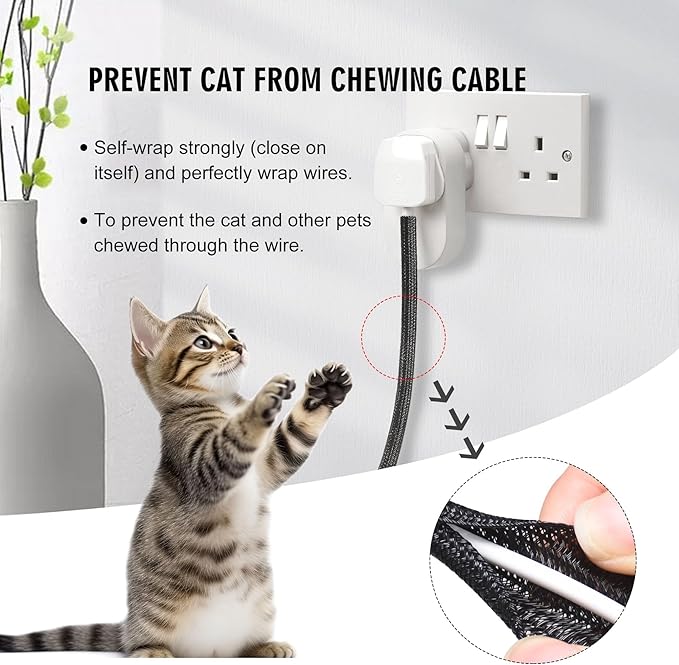 10ft x 1 inch Cable Sleeve Split Wire Loom Tubing for Power, Audio, USB, Cord Management for TV, Computer, Protects from Pets Chewing, Black