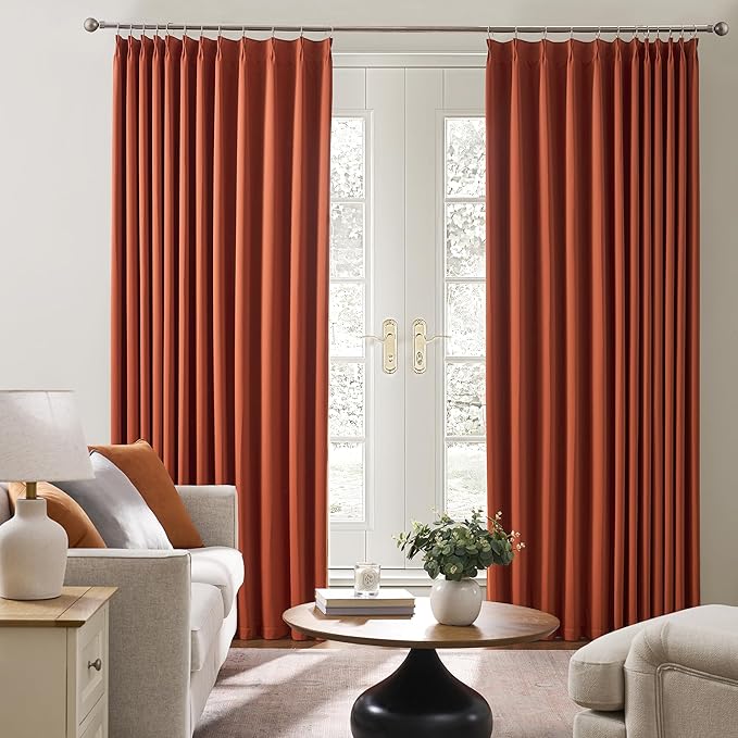 KEQIAOSUOCAI 92 Inch Custom Blackout Curtains for Living Room 2 Panels Set,Copper Pinch Pleat with Hooks Hippie Decorative Pleated Window Drapes Rustic Western Curtain for Bedroom Cabin W40 x L92