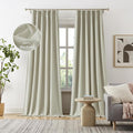 DUALIFE Blackout Curtains 108 Inch Length, Linen Blended Pinch Pleated Curtains for Living Room Farmhouse Thermal Back Tab Drapes with Hooks for Track System 2 Panels-Natural Linen, W40xL108