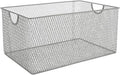 YBM Home Mesh Wire Storage Basket for Shelves, Pantry Organization, and Kitchen - Multipurpose Steel Wire Basket Holder Bin for Organizing Office Supplies, Household Toiletries and Laundry Supplies
