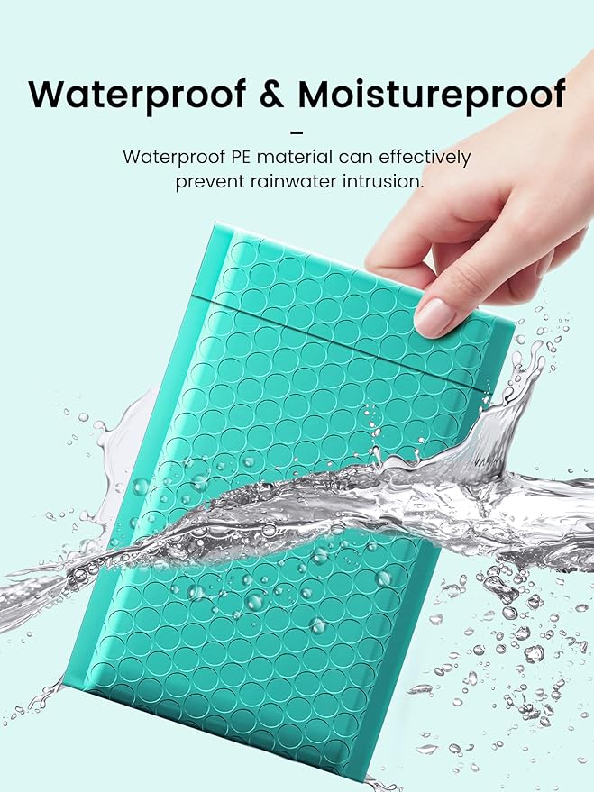GSSSUSA Bubble Mailers 4x8 Inch 50 Pack Padded Envelopes Usable Size 4x7 Inch Shipping Envelopes Self Seal Small Packaging Shipping Bags for Mailing Jewelry, Small Business, Teal