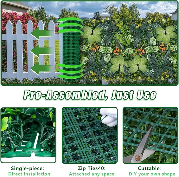 40"x120"(33.33 SQFT) Artificial Grass Wall, Greenery Backdrop Wall with UV-Anti, Fake Grass Panels for Indoor Party Wedding and Outdoor Garden Decor