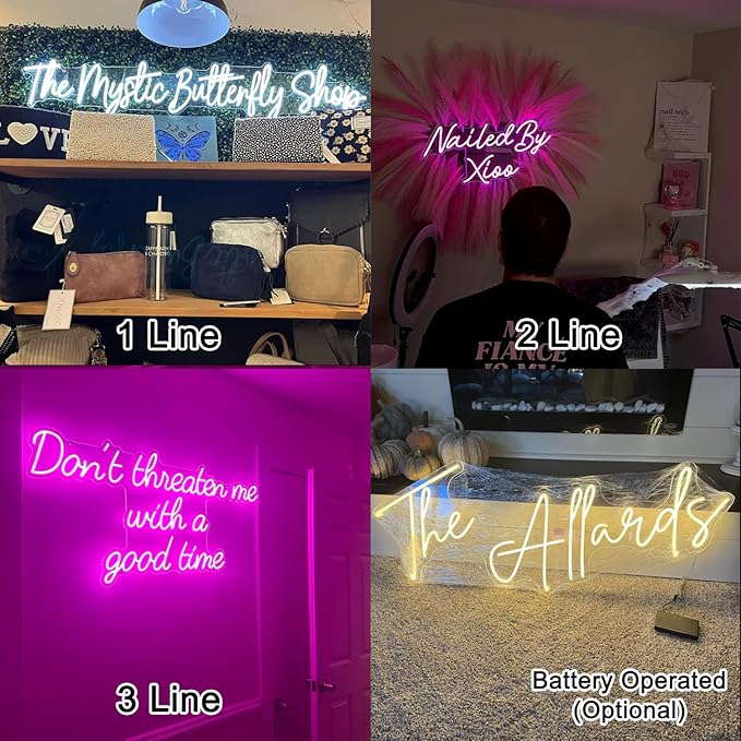 Custom Neon Sign 2026 Xmas Present, Personalized LED Name Logo Neon Lights for Kids Girls Room Bedroom Wall Decor, Neon Sign Customizable for Wedding Birthday Party Bar Shop Office Business (16-60")