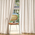 MIULEE Non-See-Through Privacy Linen Curtains 2 Panels, Light Filtering Window Curtains Farn House Textured Back Tab Semi Sheer Drapes for Bedroom Living Room, 52 x 84 Inches Long, Birch