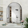 GLASHOM 30"x40" Black Arched Mirrors for Bathroom, Wall Mounted Mirror, Aluminum Alloy Brushed Framed Wall Mirror, Anti-Rust, Large Mirror for Over Sink, Bedroom, Entryway (Vertical)