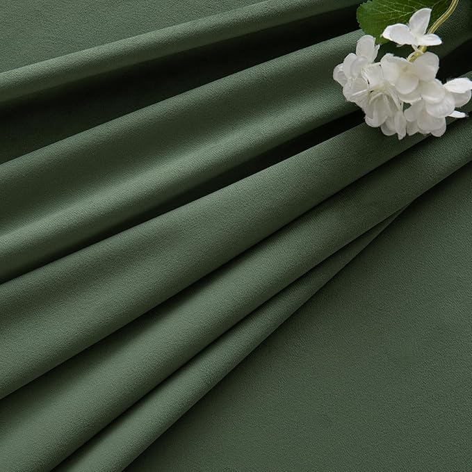 MIULEE Velvet Curtains 108 Inch Length 2 Panels Set for Bedroom, Pinch Pleat Back Tab Luxury Thermal Insulated Living Room Darkening Pleated Blackout Extra Long Window Curtains with Hooks Olive Green