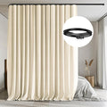Room Divider Curtains with Flexible Ceiling Tracks Set,Blackout Curtain Ceiling Mount Curtain Track Privacy Room Dividers Ceiling Track Curtain Rod(Beige Drape & Black Rail W 10 × H 7 FT)