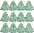 Matthew Cleaning Screw-on Heavy Duty Cotton Wet Mop Replacement Heads(Green, Medium,12 Pack) with 2 Pack Microfiber Cloth for Residential & Commercial Floor Cleaning Use- Fit Standard American Screw