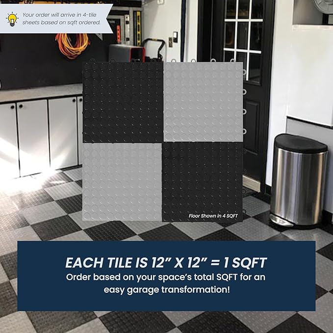 IncStores FlooringInc's Nitro 12"x12" Snap-Together Garage Flooring Tiles, Non-Slip Interlocking Plastic Floor Mat, Garage Organization & Storage, Coin Pattern, Victory Red, 52 Tiles, 52 Sq/Ft