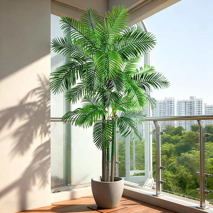 Big Artificial Palm Tree Tall Faux Tropical Trees Indoor Outdoor Realistic Floor Plants Large Fake Plant for Home Living Room Office Decor Porch Outside Patio arboles para Modern Farmhouse decoracion