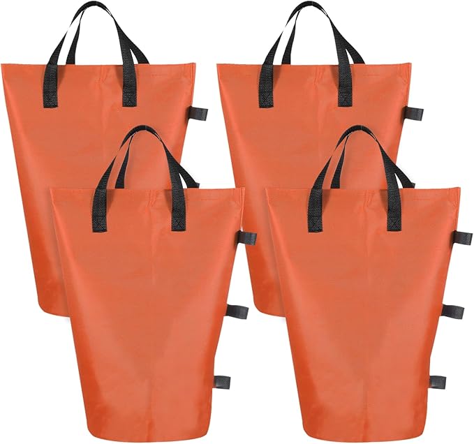 PATIKIL Canopy Weight Sand Bags, 4 Pack 112 Lbs Total Extra Large Weights Bags Waterproof Tent Leg Weights Sandbags for Outdoor Canopy Tent Sun Shelter Patio Ladder Orange (18x9")