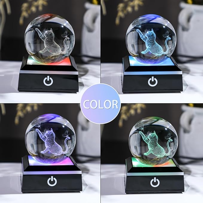 ZEERSHEE 2.5*1.5inch Multicolor LED Light Base, 6 Lighting Mode Color Change Square Display Light Base for 3D Crystal Art and Glass Ball Resin Figurine Battery/USB Power