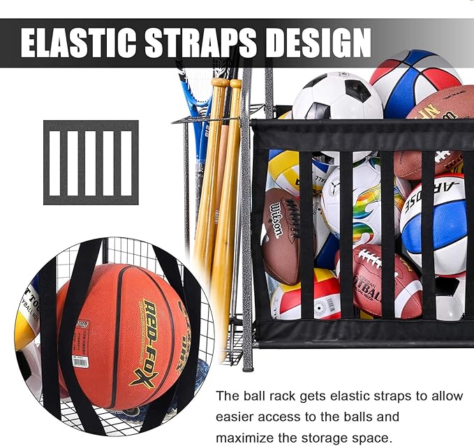 Mythinglogic Garage Sports Equipment Storage, 2 Golf Bag Storage Stand and Other Sports Equipment Storage Rack, Garage Organizer System