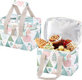VENO 2 Pack Christmas Insulated Lunch Bag for Women Men, Reusable Lunch Box Grocery Shopping Bag Small Cooler with Handles Zippers for Work Office Picnic Beach (Pastel Forest)